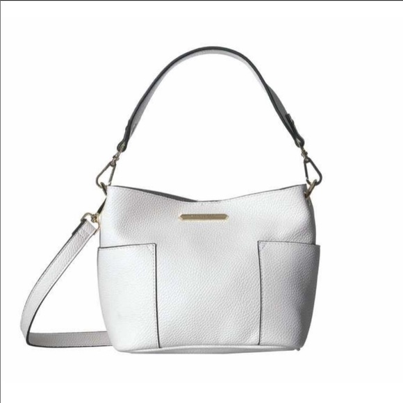 New Designer Steve Madden White Cream Pebbled Leather bag w/gold tone ha… - Picture 3 of 15